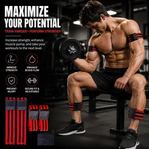 4 Piece Blood Flow Restriction Bands, Muscle Growth Training Bands for Arms and Buttocks, Home Workout Resistance Bands, No Weights Needed