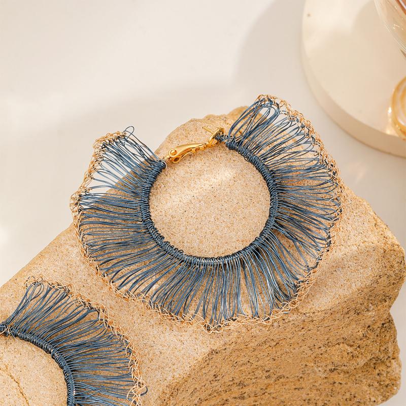 Handmade Copper Wire Woven Large Hoop Earrings for Men & Women, Metallic Texture, Unique Niche Design, Handcrafted, Birthday Gifts, Party Favors, Souvenirs, Original Jewelry Gifts