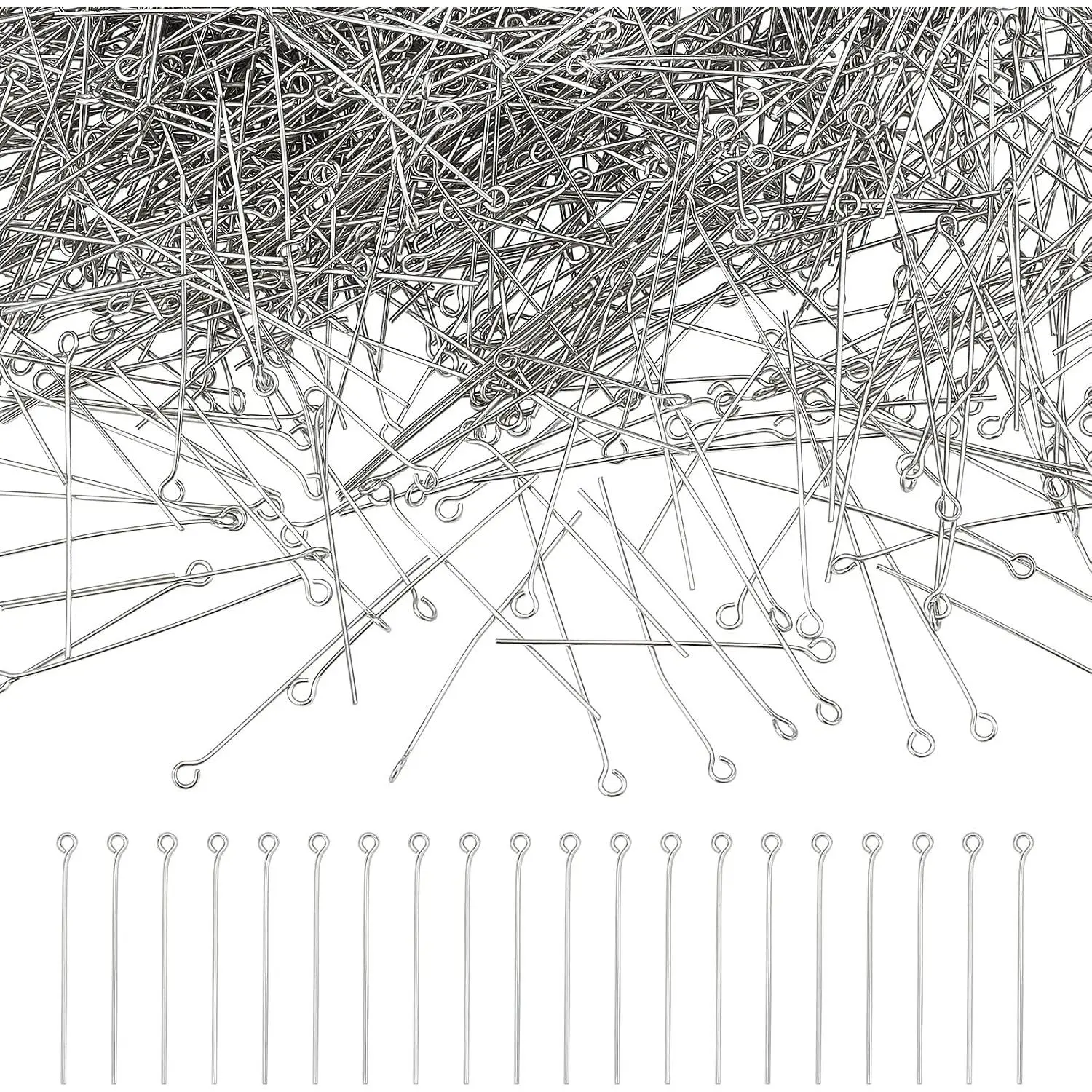 2000 count 304 Stainless Steel Open Eyepins Loop Pins Headpins Findings 0.8 inch/20mm Length for  Making