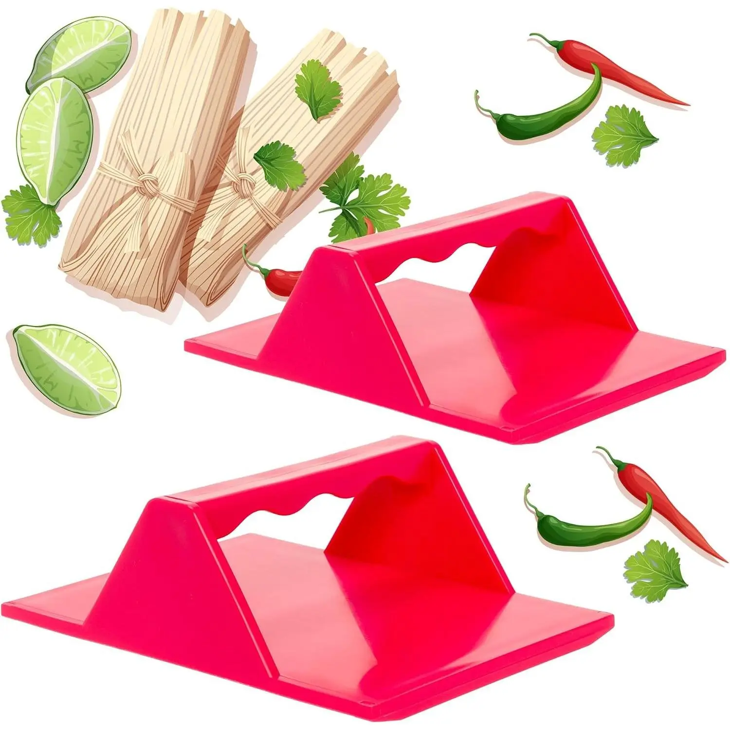 Tamales Masa Spreaders - Kitchen Utensils - Easy Grip Ergonomic Handle (2 Pack, Red)