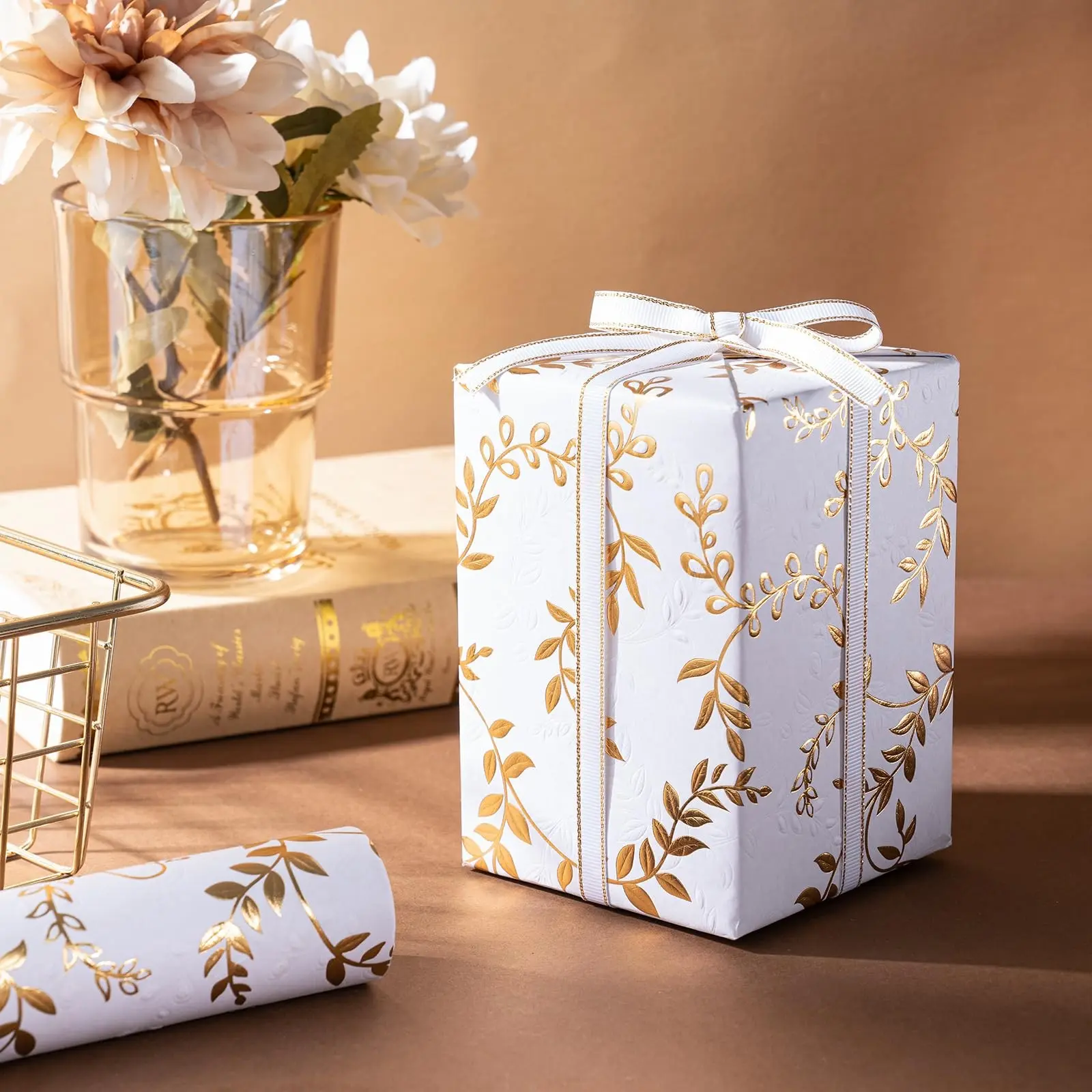 Elegant Gift Wrapping Paper Roll, 17x196.8 Inches, Perfect for Birthdays, Weddings, Holidays, Modern Design
