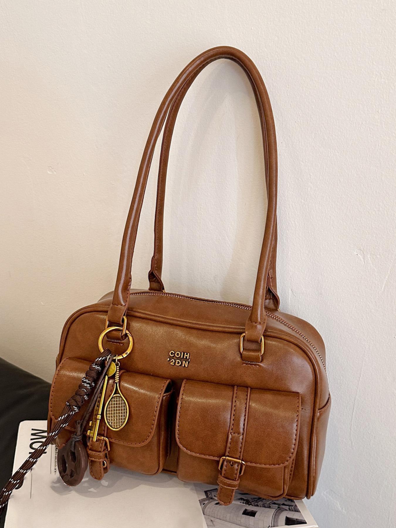 Women's Elegant Solid Color Shoulder Bag, Fashionable PU Leather Bag for Daily Use, Casual Versatile High-quality Daily Commuting Bag, Crossbody Shoulder Bag