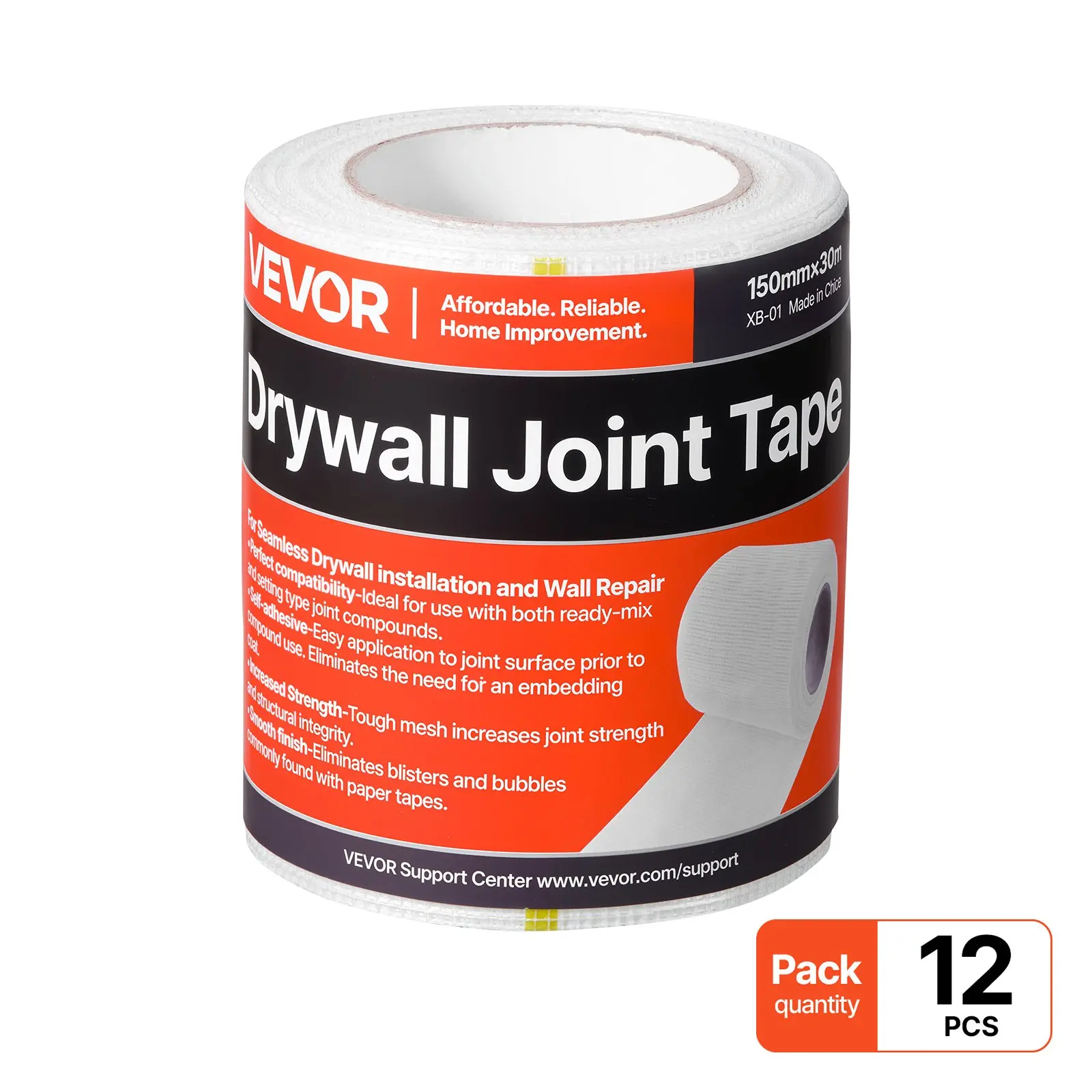 【DealsForYouDays】VEVOR Drywall Mesh Tape, 5.91 inch Wx 98.43 ft L Self-Adhesive Fiberglass Drywall Joint Tape, 12 Rolls Dry Wall Patch for Easy Sheetrock Ceiling Crack Repair, to Achieve Smooth Even Wall Surface