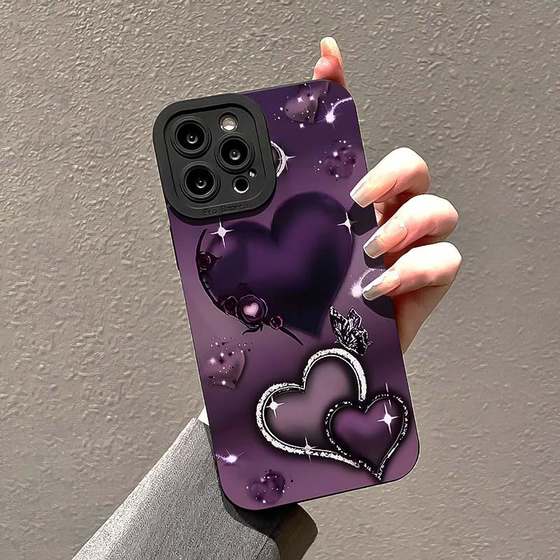Heart Pattern Phone Case, Anti-drop Cellphone Protective Case, Total Protective Shockproof Mobile Phone Cover for iPhone 11 12 13 14 15 16 Pro Max/Pro/Plus, Phone Decoration