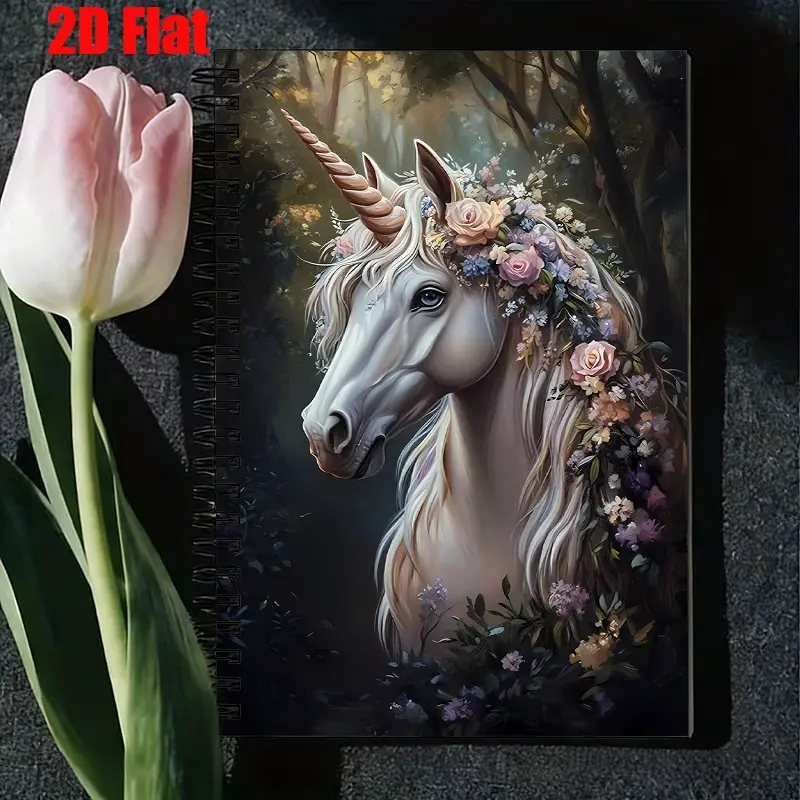 1 Unicorn Forest Spiral Coil Notebook, 5.7X8.26 inch, High-Quality Lined Pages, Durable Binding, Magical Journal for Kids Girls, Birthday Christmas Gift, Daily Writing, School Supplies, Fairy Tale Themed Notebook for Creative Notes and Storytelli