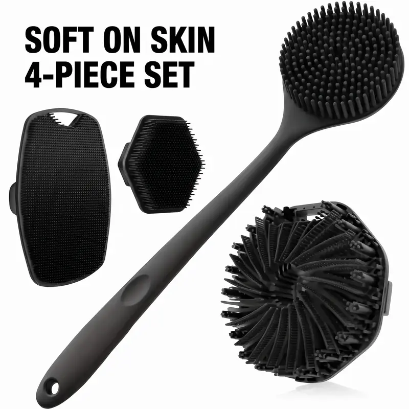 Soft Silicone Bath Brush, with Non-Slip Handle, Easy to Clean and Rinse, Perfect for Shower or Bath Use, Essential Skincare Tool, Shower Body Scrubber