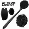Soft Silicone Bath Brush, with Non-Slip Handle, Easy to Clean and Rinse, Perfect for Shower or Bath Use, Essential Skincare Tool, Shower Body Scrubber