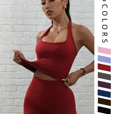 Women's Sporty Yoga Set, Solid Sports Sets, Sleeveless High Waist Slim-Fit, Solid Color, Above Knee, Perfect for Running, Gym, Yoga, Shopping, Parties, Women Workout Clothes