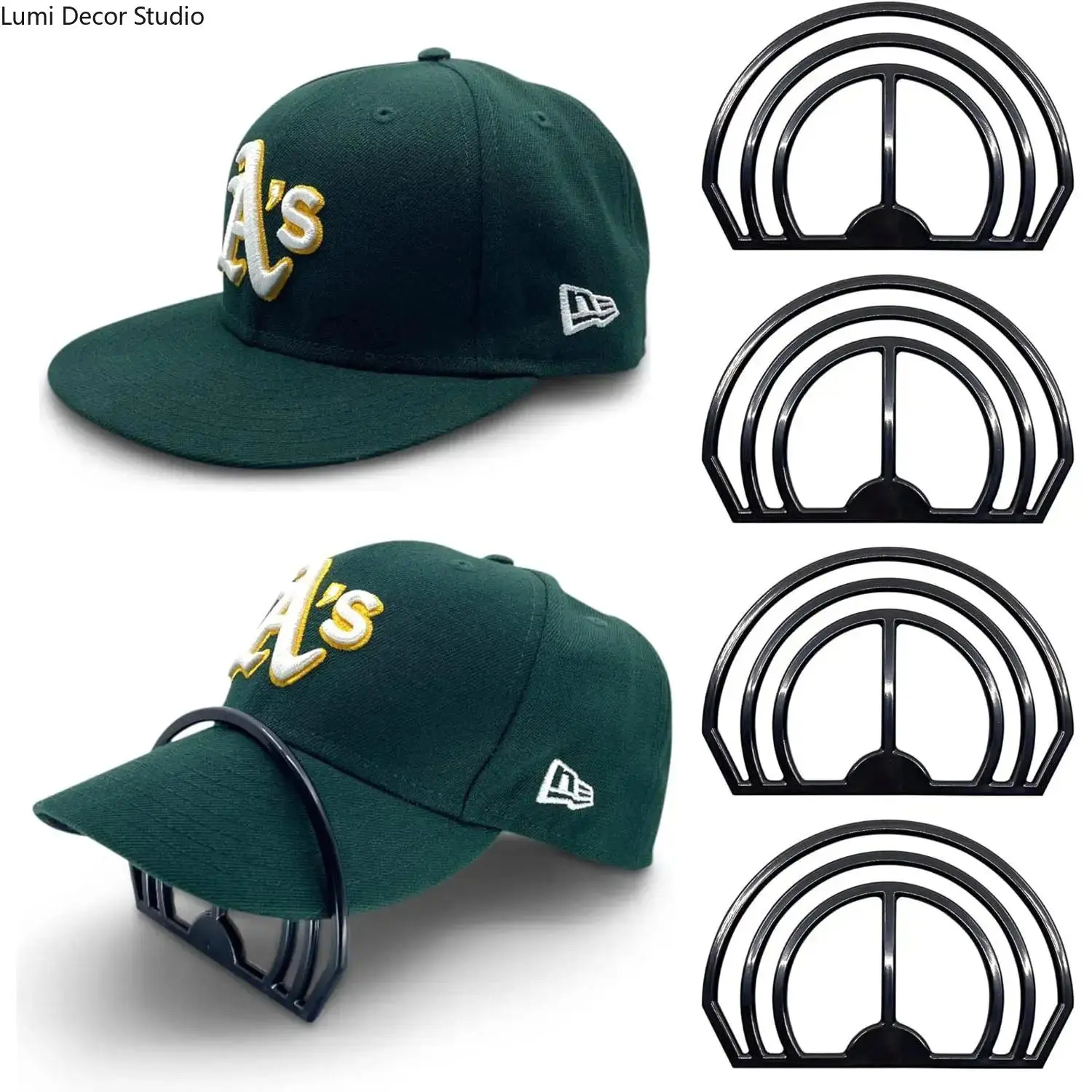 Women's Sport & Outdoor 4-Piece Hat Brim Bender Tool Set, Dual-Slot Cap Shaping Accessory for Baseball Caps with Optional Steam Curving & Daily Maintenance