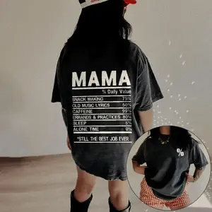 Women's MAMA Nutrition Facts Vintage Graphic Short Sleeve Top - Round Neck Tshirt, Bold Print Streetwear Clothes, Unisex Casual Versatile Daily Wear,  s0423