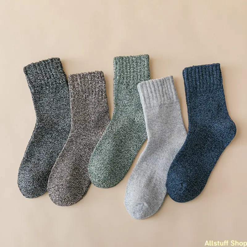 Wool Socks for Men, Thick Warm Crew Socks, Mid Calf Chunky Knit Socks, Extra Thick Cozy Winter Socks, Retro Wool Blend Socks for Fall and Winter, Soft Insulated Socks for Boots, Hiking, Outdoor Activities and Everyday Wear
