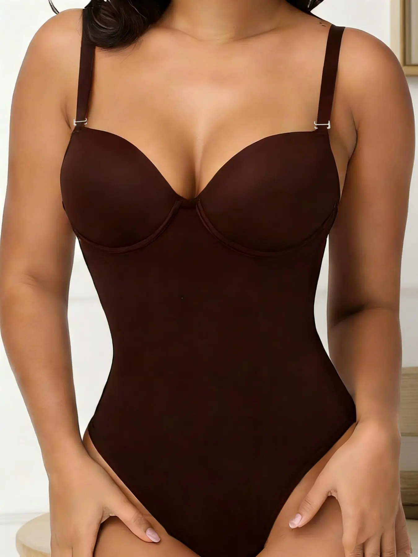 Women's Shapewear Bodysuit with Back Tie, Adjustable Fit Push-Up Waist Cincher, Seamless Design, Ideal for Daily Wear & Special Occasions Underwear, Body Shapers