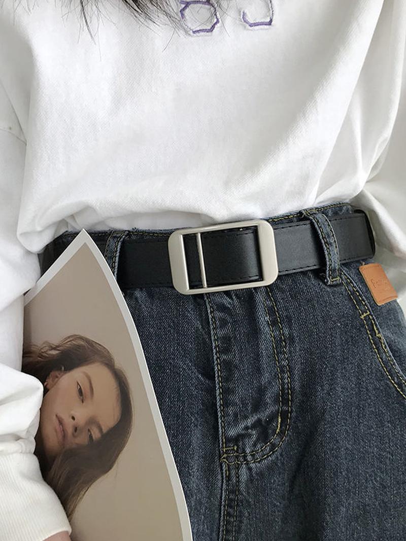 Unisex Business Solid Color PU Buckle Belt, Fashion Zinc Alloy Belt For Dress & Jeans, Daily All-match Clothing Decoration, Casual Business Belt