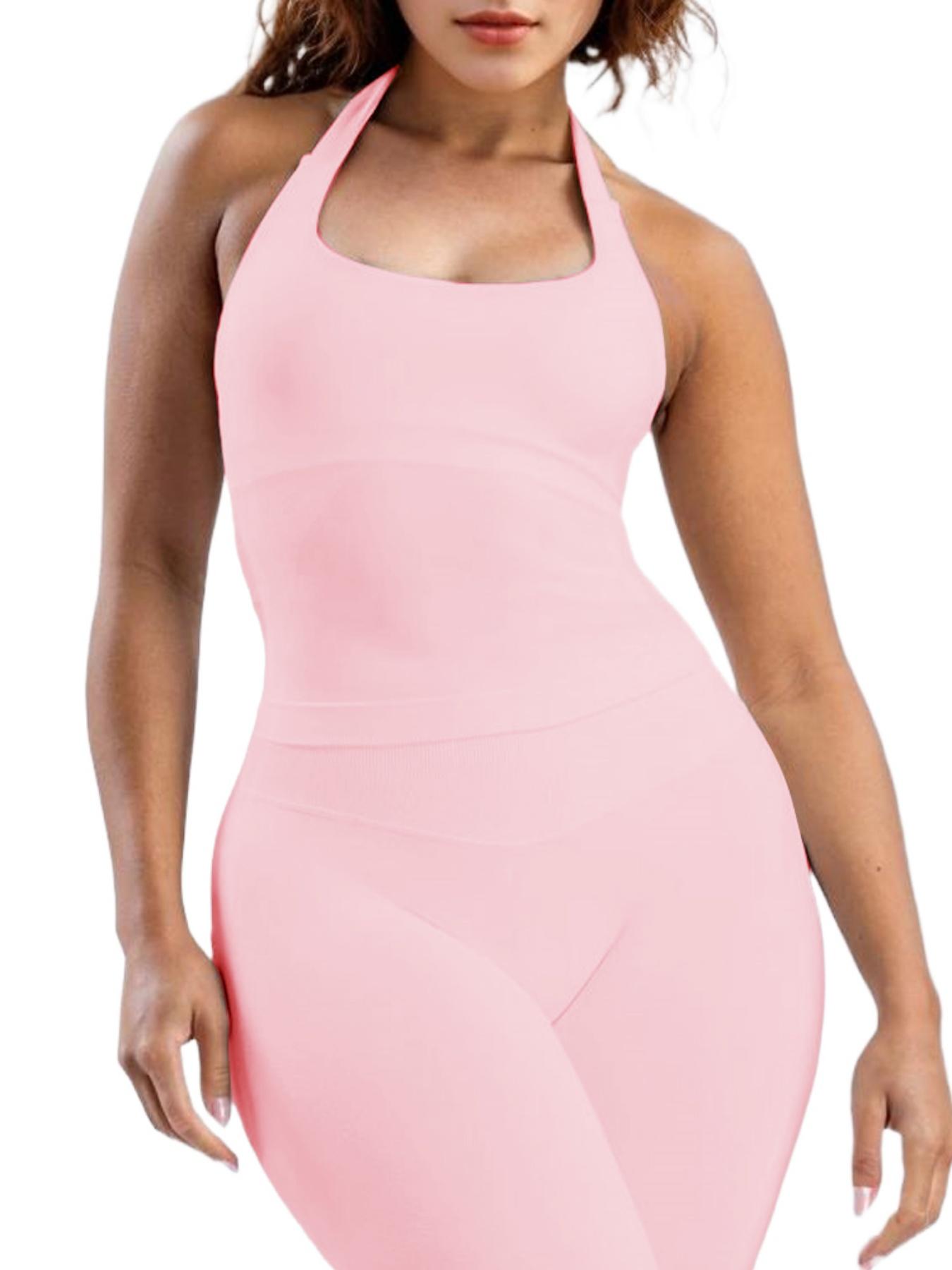 Women's Solid Halter Neck Sports Tank Top, Sporty Sleeveless Sports Top for Yoga Gym Workout, Ladies Sportswear for All Seasons, Activewear, Gym Tops