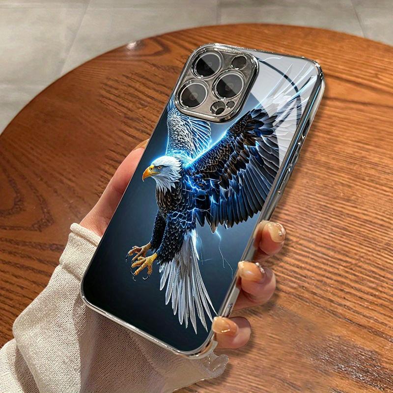 Lightning Eagle personalized pattern glass electroplated phone case with lens protection, suitable for iPhone 17 16 15 14 13 12 11 pro max