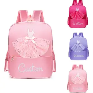 Personalized Ballet Dance Backpack for Toddler Girls w/Embroidery Name, Cute Custom Gymnastics Duffle Bag, Pink Small Lace Gym Sport Yoga Cheer Gymnastics Bag w/Tutu Dress, Birthday GiftGift.