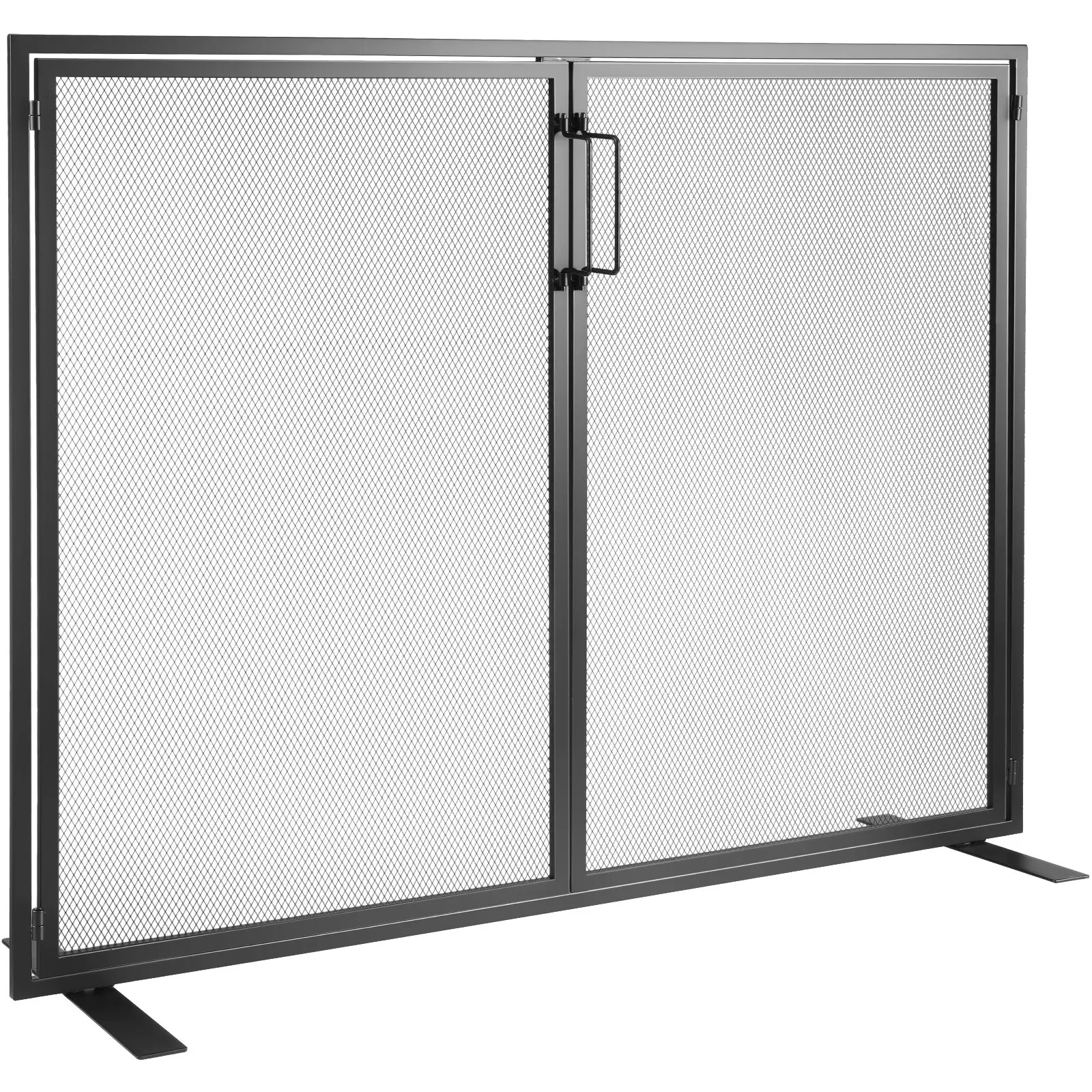 VEVOR Fireplace Screen 1 Panel with Door, Sturdy Iron Mesh Fireplace Screen, 38.98"(L)x30. 7"(H) Spark Guard Cover, Simple Installation, Free Standing Fire Fence Grate for Living Room Home Decor Moder