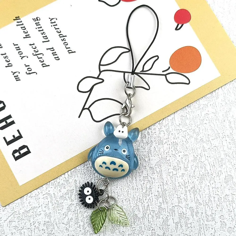 Cute blue animal phone charm - Grey elf keychain - Forest anime cat pendant accessory