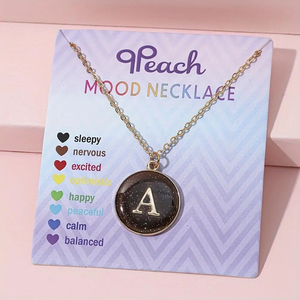 1pc of Temperature-Sensitive Color-Changing Letter Pendant Novelty Oil Drop Necklace (Color Changes with Temperature)