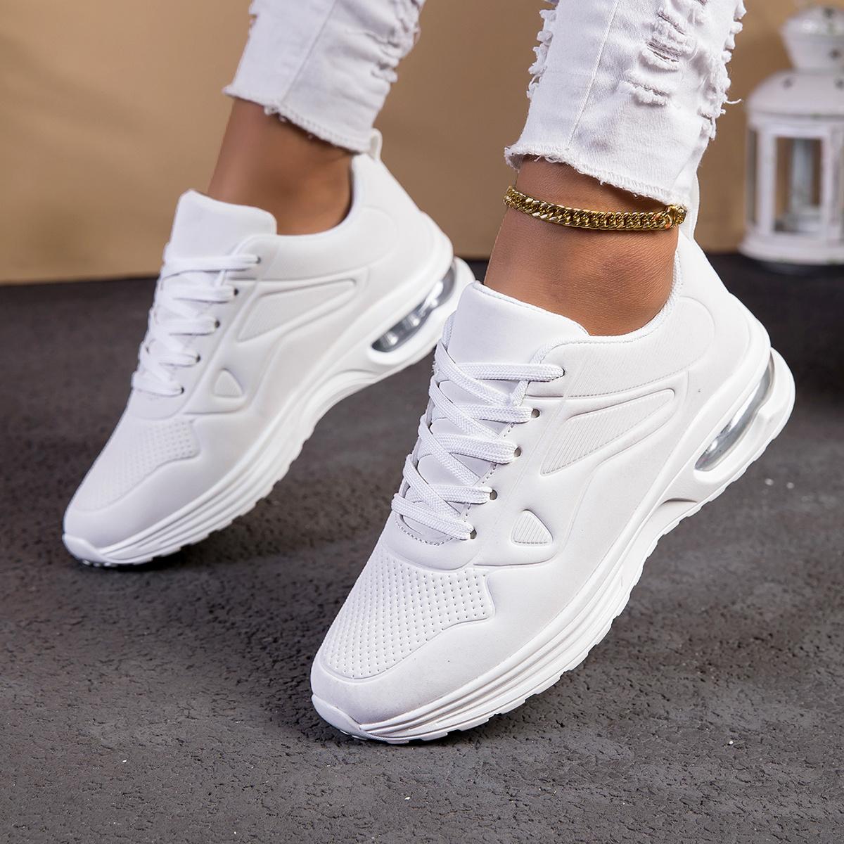 Women's Fashion Cushion Running Shoes - Shock Absorbing Breathable Lace-up Sneakers with Ergonomic Design, Women's Casual Sports Shoes, Non-Durable Wear-resistant Structure, Women's Fashion Low-top All-season Outdoor Walking Shoes, Cushion Shoes.