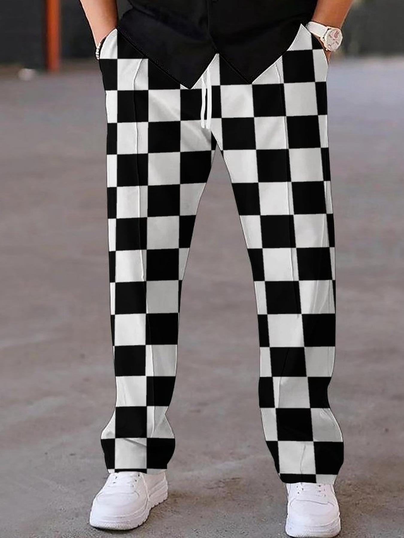 Men's All Over Print Drawstring Waist Pants, Regular Fit Casual Comfy Pocket Straight Leg Trousers for Daily Wear, Men's Bottoms for All Seasons