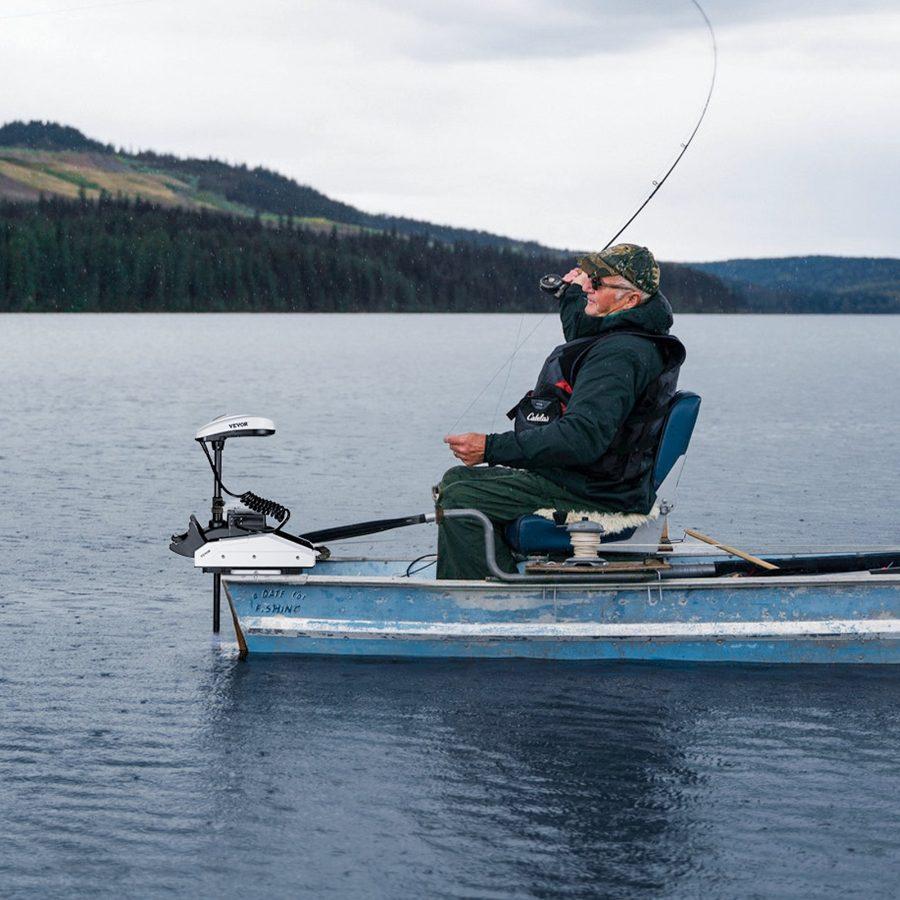 VEVOR Electric Trolling Motor, 55lbs Thrust with GPS, 10-Speed Bow Mounted Saltwater Outboard Boat Motor with Remote Control LCD Battery Indicator, for Kayaks, Fishing Boats, 36-Inch Shaft