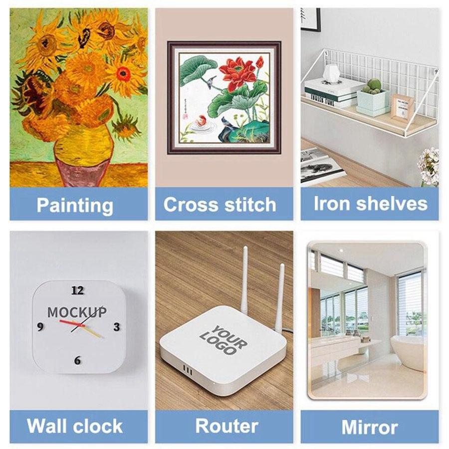 Wall-Mounted Hooks (10pcs), Punch-Free Self-Adhesive Picture Frame & Painting Hooks, Traceless Stick Hooks for Kitchen & Bathroom