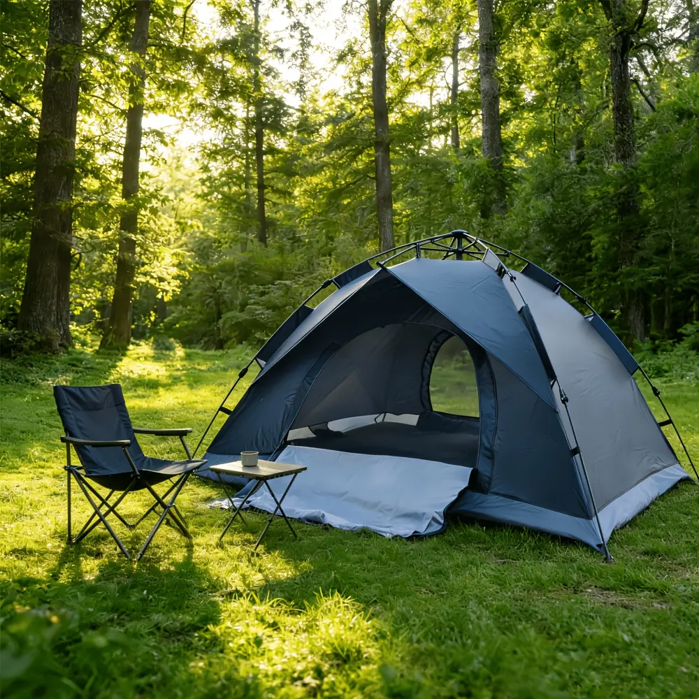 [Portable Camping Tent] 3-4 Person Fully Automatic Quick Opening Tent, Black Double Door Breathable Camping Tent, Portable And No Setup Required Hiking Tent