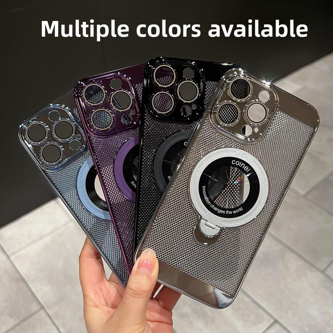 Suitable for iP16promax all-round heat dissipation 360°   Magnetic Stand iP15 Honeycomb Design Magnetic Ultra-Thin Phone Case 14/13/12 Screen Protector