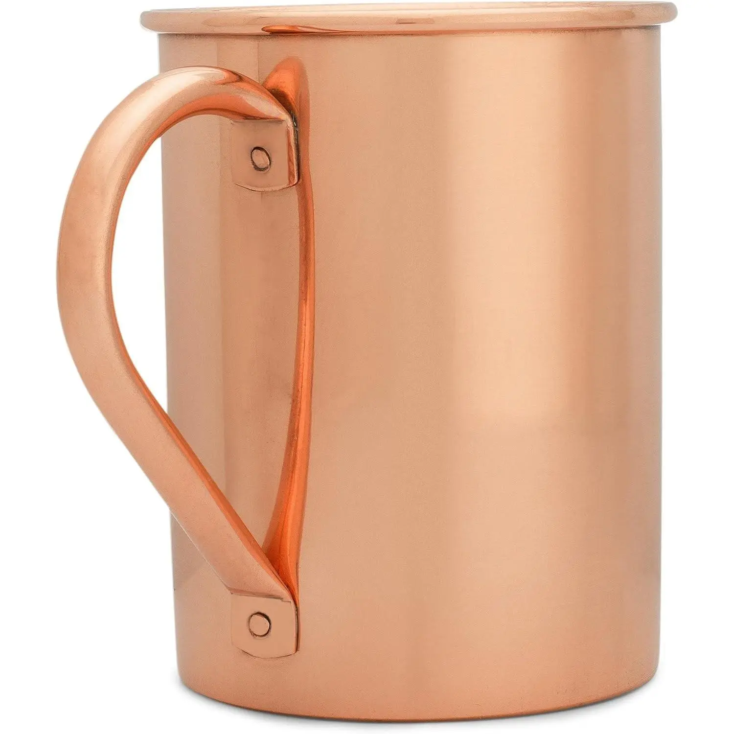 Copper Mules PURE Copper Mug RAW Copper Interior Ideal for Ayurvedic Health Benefits and Moscow Mules - Straight Smooth Finish - Authentic and Strong Riveited Handle - Holds 16oz For Ayurvedic wellness and Moscow Mule cocktails, XTRA thick copper, Ra