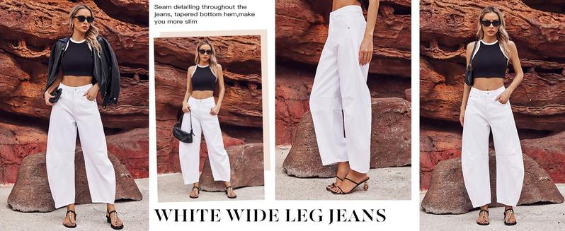 Women's Baggy Boyfriend Jeans Vintage Wide Leg Mid Rise Barrel Denim Ankle Pants Women's Baggy Boyfriend Jeans Vintage Wide Leg Mid Rise Barrel Denim Ankle Pants