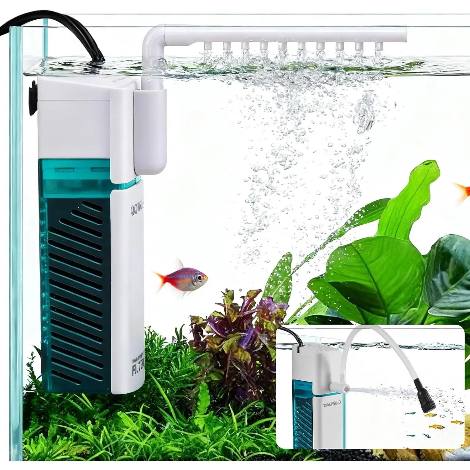 20 Gallon Fish  Filter,  Filter Internal Filter, Suitable for 10-20 Gallon Fish Tanks, 5W 110GPH with Two Modes Switching Function.