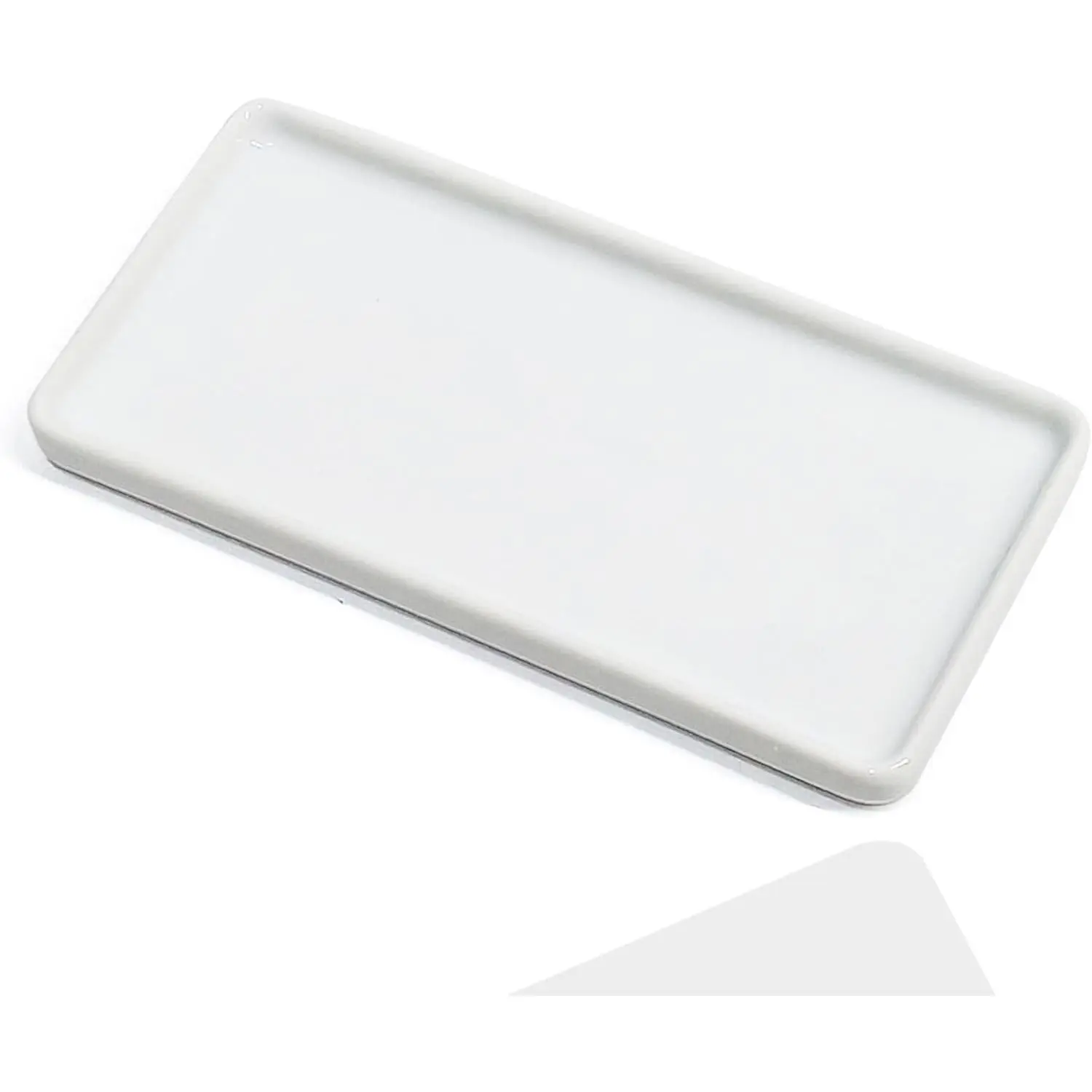 6.4" Porcelain Small Bathroom Tray, Ceramic Countertop and Vanity Tray for Cosmetics, Perfume, Jewelry, Candle - Kitchen Soap Tray for Kitchen Counter (White)