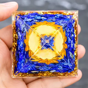 Aesthetic Crystal Ball Pyramid, Positive Energy Generator Tower with Gold Foil, Natural Style Stone Decor for Bedroom & Office, Unique Gift