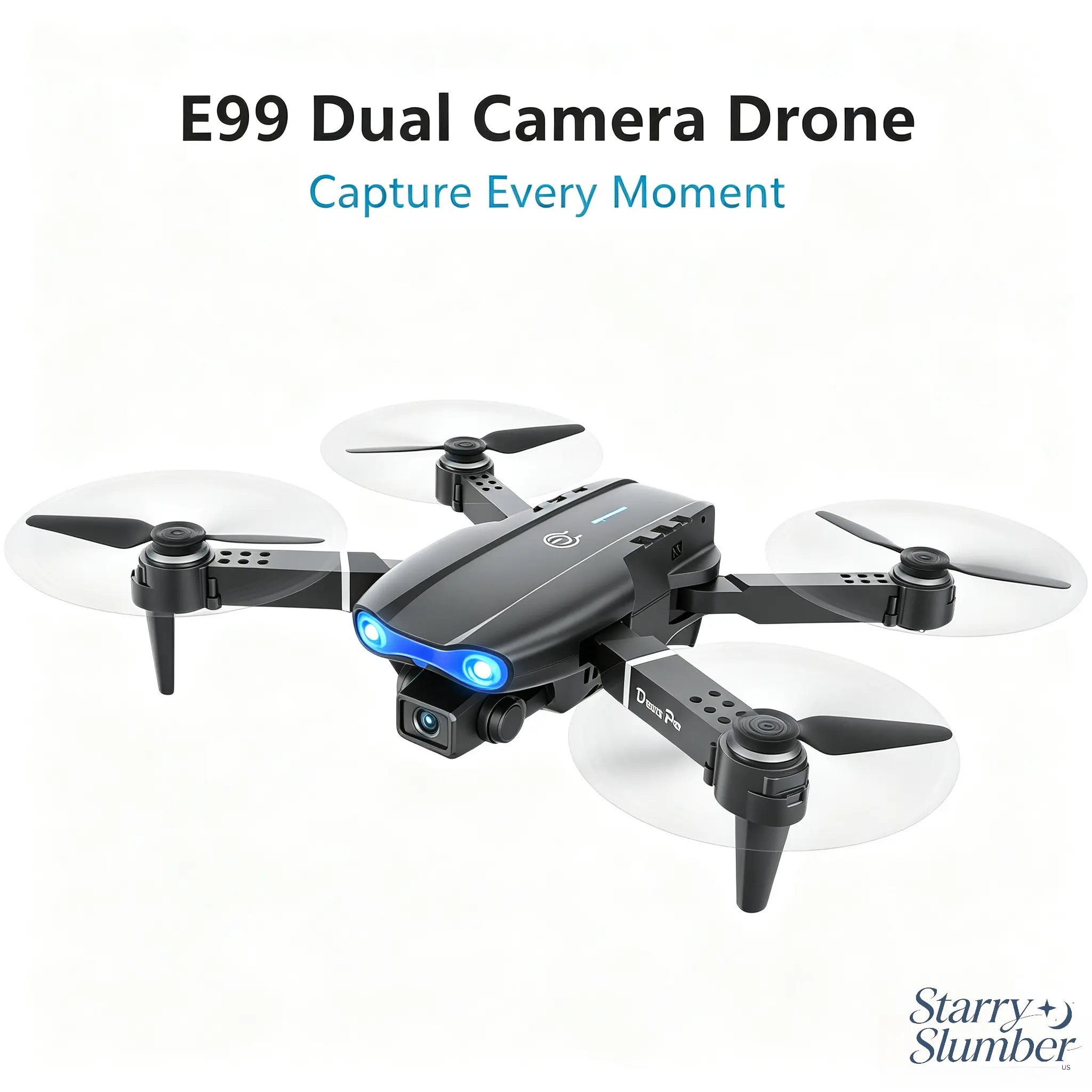 Starry Slumber-US E99 Foldable RC Drone with Dual HD Cameras, Portable Quadcopter, Complete Accessories, Storage Bag, Beginner-Friendly for Outdoor Aerial Shooting