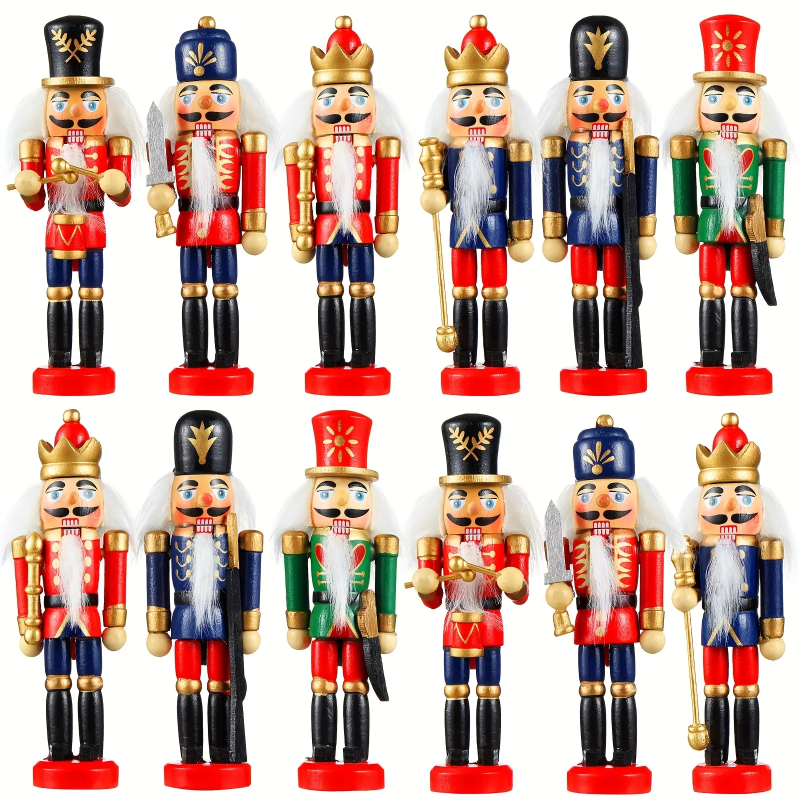 12-Piece Christmas Nutcracker Soldier Hanging Ornaments Set, Nutcracker Figures Christmas Tree Decorations for Christmas, New Year, Valentine, Party Events