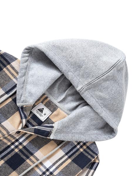 Men's Flannel Hooded Plaid Shirt Jacket, Casual Button-Down Long Sleeve Fashion with Pockets, Stylish Men's Outerwear, Menswear