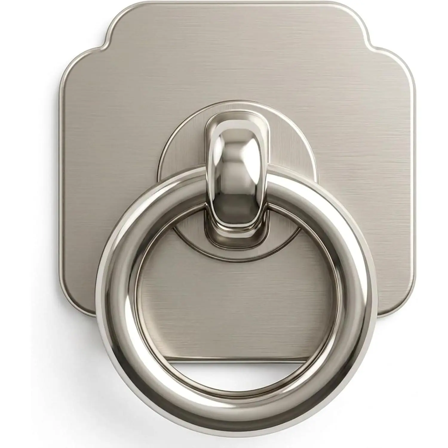 4-Pack Brushed Nickel Bifold Closet Door Cabinet Ring Pull Knobs | 1.7” square backplate, Satin nickel  drop pull handles for kitchen drawer, folding pantry doors, dressers hardware