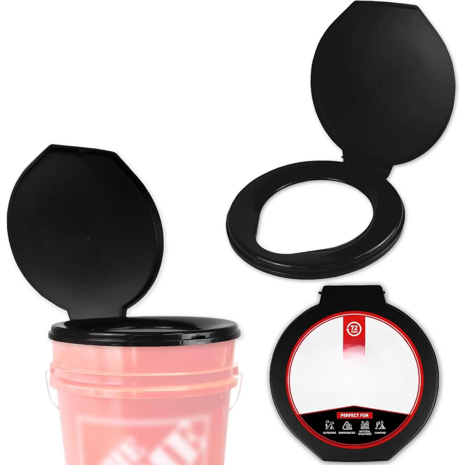 72 HRS Premium Portable Camping Toilet Seat with Lid  5 Gallon Buckets, Outdoor Camping, Hiking, Emergencies - Perfect  Emergency Preparedness, Backcountry, Car, Boat, Road Trips (No Bucket)