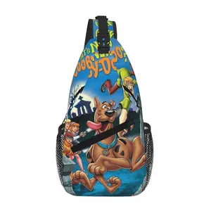 Scooby Doo Versatile Chest Bag Large Capacity Lightweight Sling Bag for Daily Commute Outdoor Camping Business Travel, Cartoon Casual Scooby Doo Merch Shoulder Backpack for Tablet, Gift for Men Women Kids