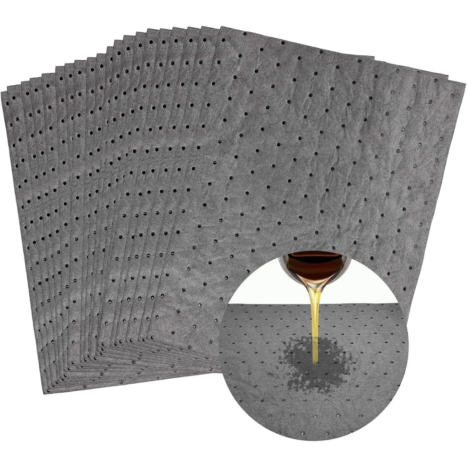 20 PCS Oil Absorbent Pads 13" x 10" Weight Dimpled Polypropylene Mat for Oil & Fluid Universal Water Absorbent Spill Control Supplies for Automotive Workshop