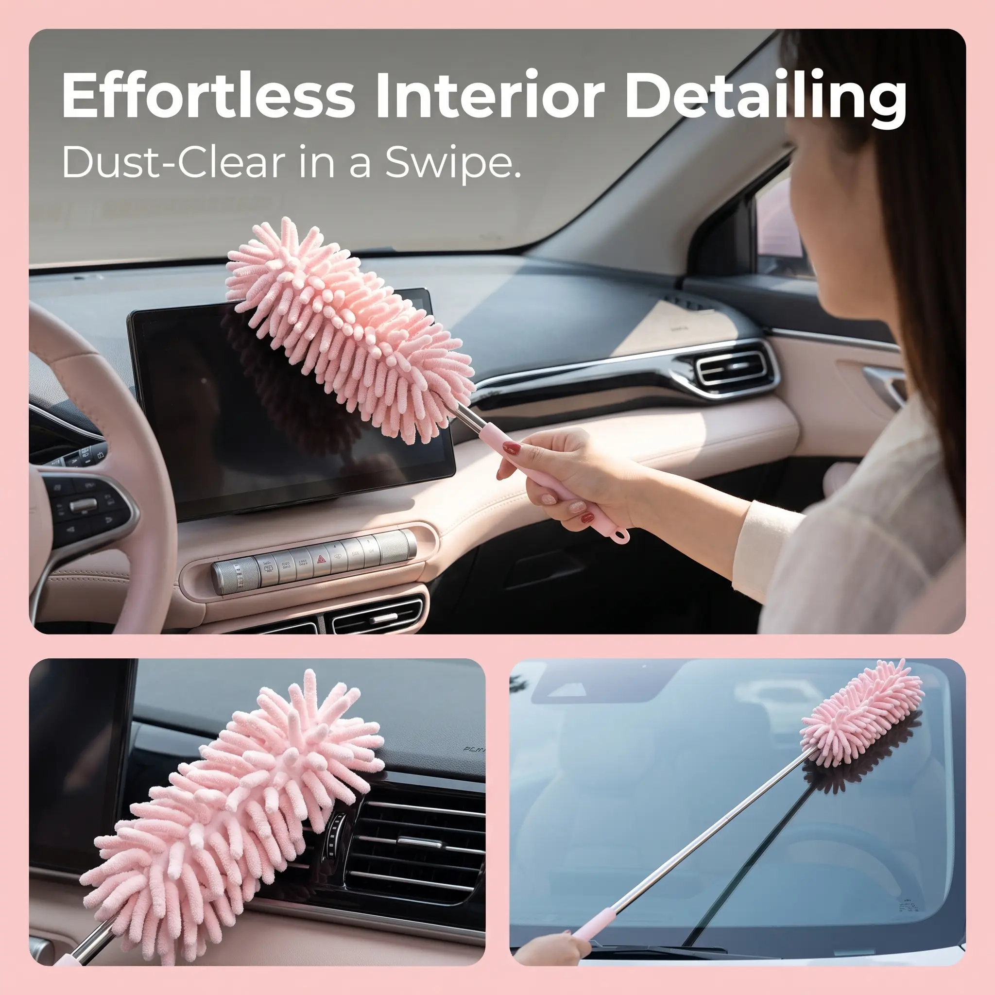 Mini Car Duster Brush, Extendable Microfiber Dusting Tool with Comfortable Handle for Home and Auto Interior Cleaning, Automotive Cleaning Tool, House Cleaning Tools, Cleaner-YY1