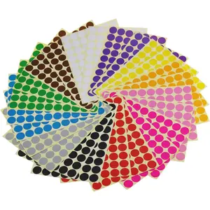 Sticky Color Coding Labels, 3/4 inch, 12 Colors, 1680 Dots, 24 Sheets | Removable, Small Circle Dot Stickers, For Classroom Organization, Decorations, Yard  Calendar Planner