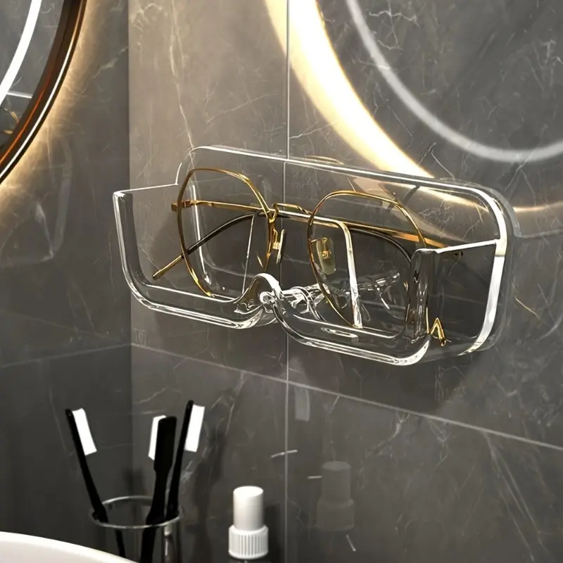 2Pcs Wall Mounted Non-Slip Eyeglasses Storage Box, Household Display Rack Organizer for Myopia Glasses & Sunglasses, Bathroom Bedroom Wall Storage Shelf
