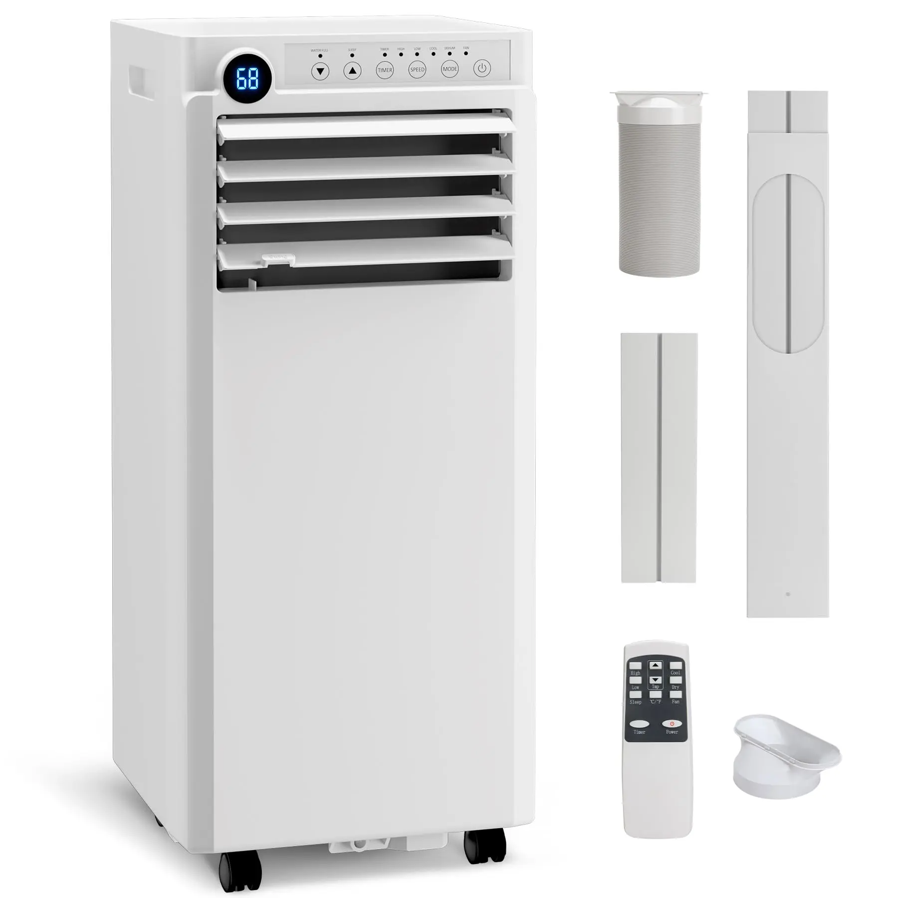 8000 BTU Portable Air Conditioners, Up to 350 Sq.ft., Portable AC Unit with Cool, Fan, Dehumidifier, Sleep, 24H Timer, Remote & Installation Kit, for Bedroom