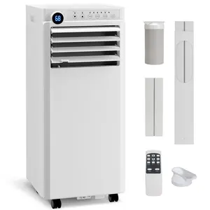 Powerful 3-in-1 Portable Air Conditioner, 8000/10000 BTU, Cools Up to 560 Sq. Ft, Quiet AC Unit with Dehumidifier & Fan, Remote Control, LED Display, 24H Timer, Rolling Casters & Window Kit Included