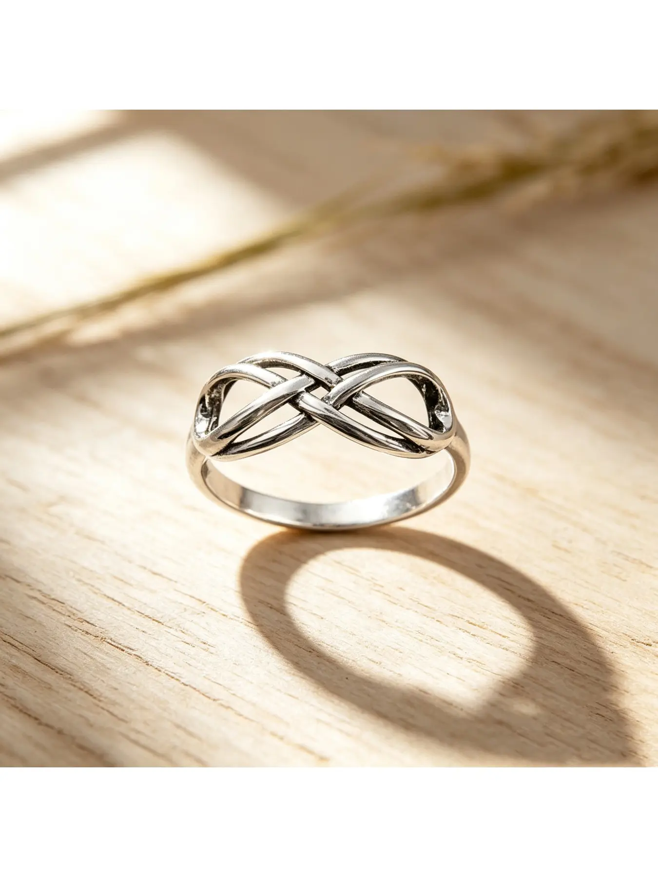 Polished Double Interwoven Infinity Knot Thin Silver Minimalist Couple Halo Ring, Woven Engagement Ring, Romantic Valentine Gift, Cocktail Party Ring, Slim Daily Stack Ring for Engagements, Valentine’s Day Gifts and Casual Layered Daily Outfits