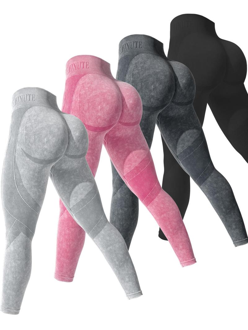 Women's Solid Sports Leggings, Gym Tights Clothes, Breathable Comfortable Seamless Yoga Leggings, Ladies Sportswear for Gym Workout Running, Gym Sportswear Bottoms