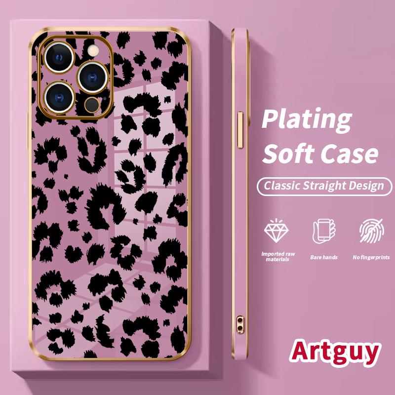 Case for iPhone iPhone 16 Pro Max 15 Plus 14 13 12 11 XS XR  mini Leopard - print Elegance Drop Protection Shockproof Soft Silicone smartphone Cover