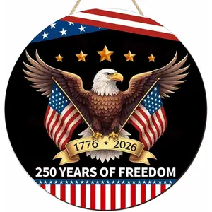 250th Anniversary Door Sign, 250th Anniversary Eagle Wreath, Eagle Wreaths for Front Door,Patriotic Independence Door Hanger Wooden Wall Decor Hanging Sign for Home Porch Outdoor Decor